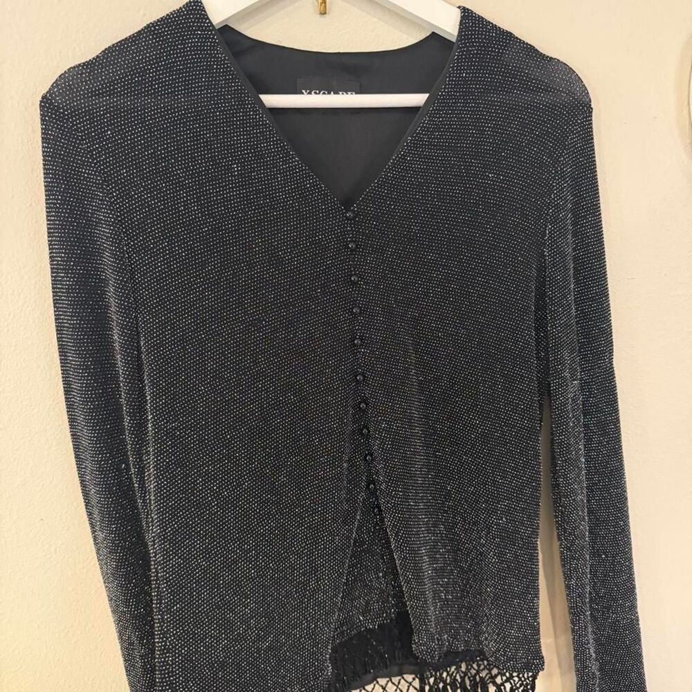 Xscape Women's Black and Grey Cardigan